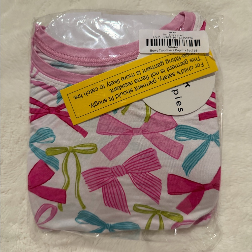 Little Sleepies Bows Two Piece Pajama Set Size 16